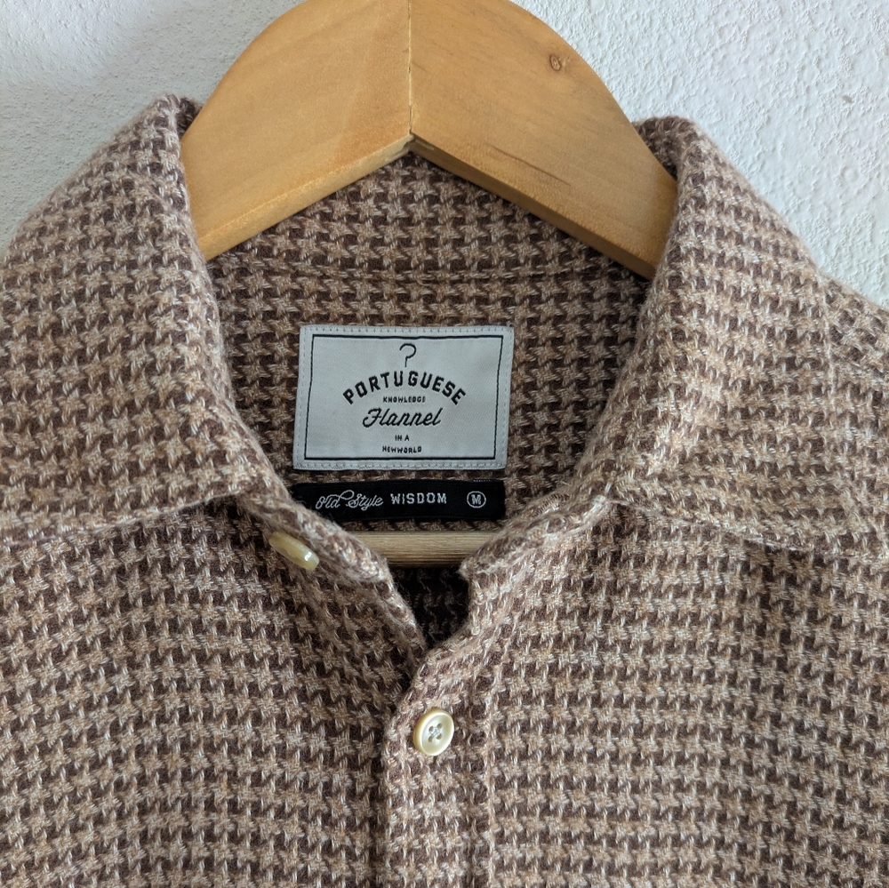 Portuguese Flannel Abstract Houndstooth Flannel Button Up Shirt - Picture 2 of 7